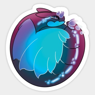 Curled Dragon Blue Raspberry :: Dragons and Dinosaurs Sticker